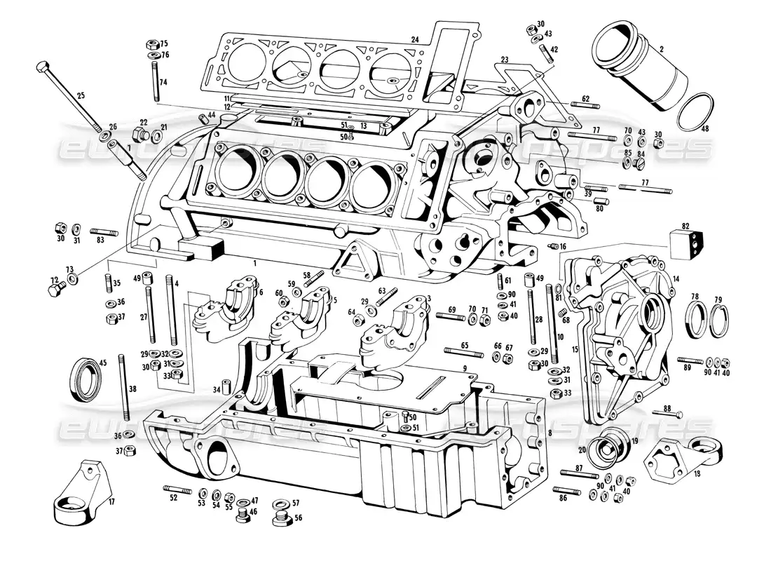 a part diagram from the maserati ghibli (1967-1973) parts catalogue