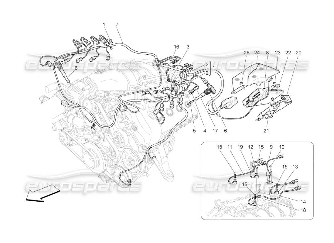 a part diagram from the maserati quattroporte m139 (2005-2013) parts catalogue