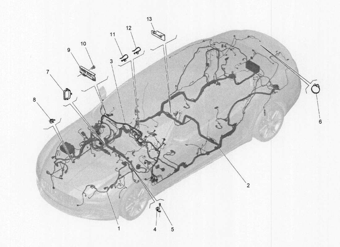 a part diagram from the maserati quattroporte m156 (2014 onwards) parts catalogue
