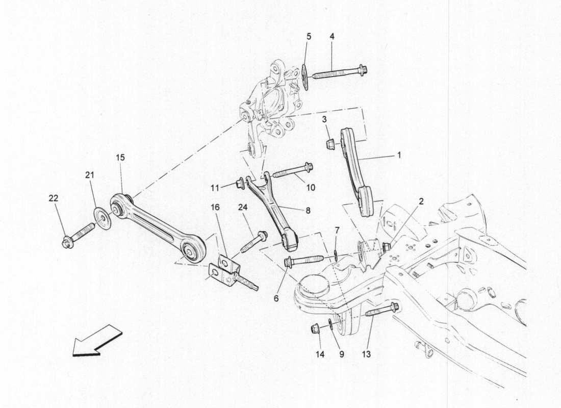 a part diagram from the maserati quattroporte m156 (2014 onwards) parts catalogue