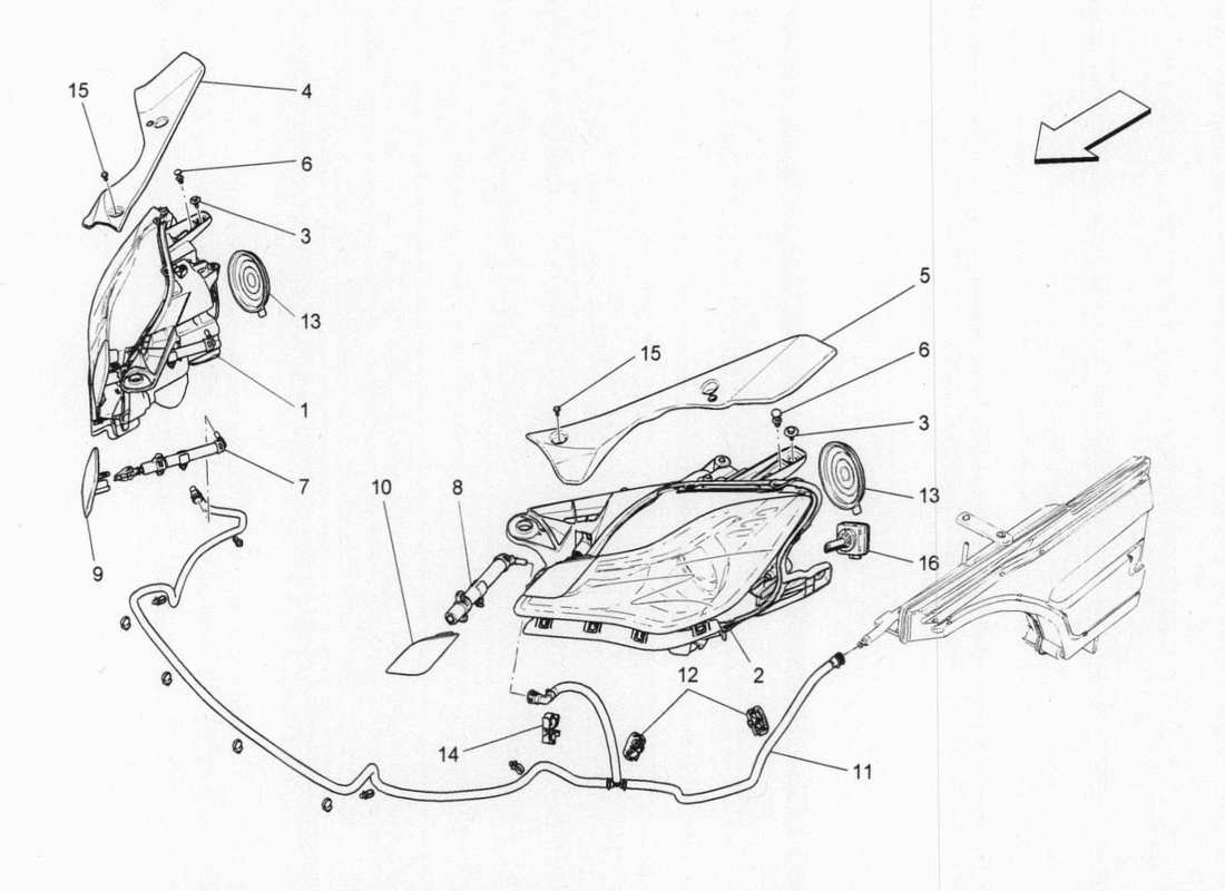 a part diagram from the maserati quattroporte m156 (2014 onwards) parts catalogue