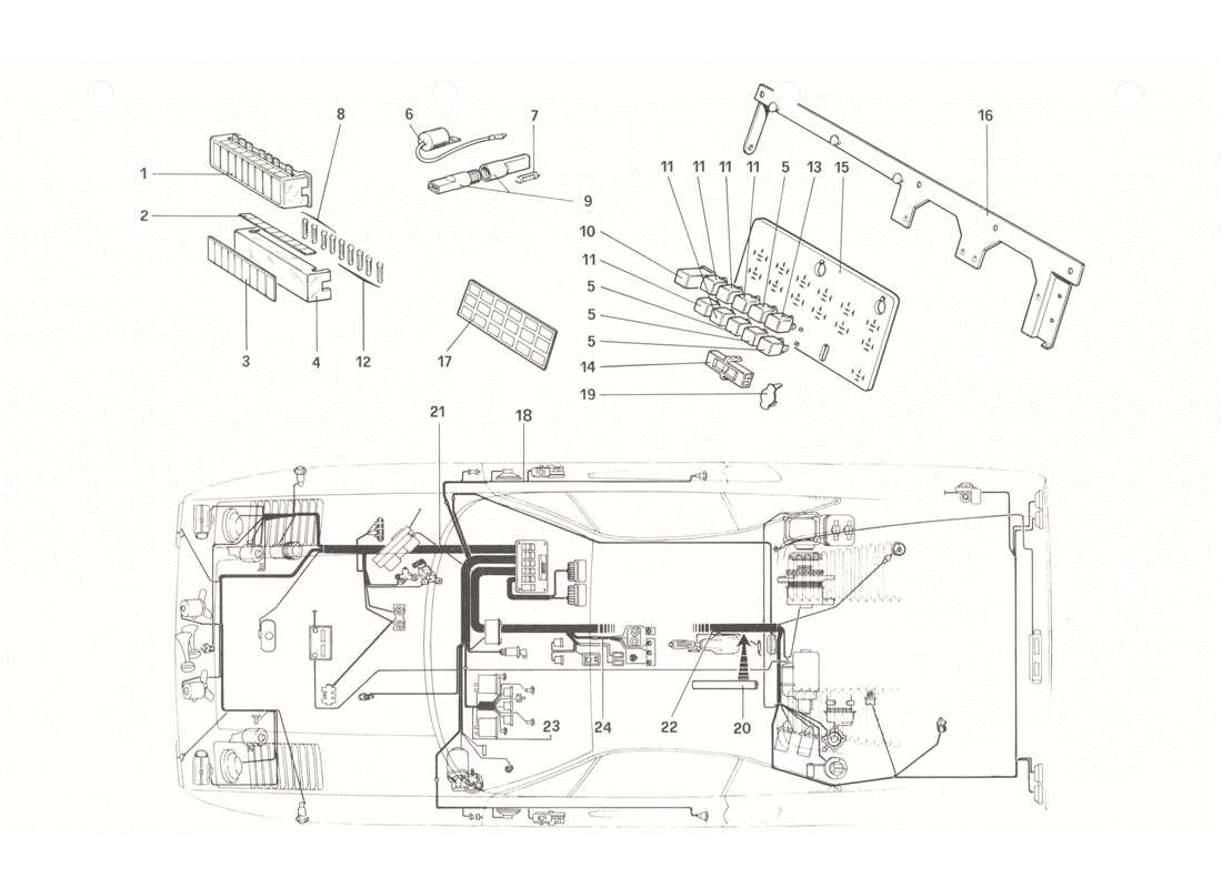 VIEW PARTS DIAGRAMS FROM THE FERRARI 208 PARTS CATALOGUE a part diagram from the ferrari 208 parts catalogue