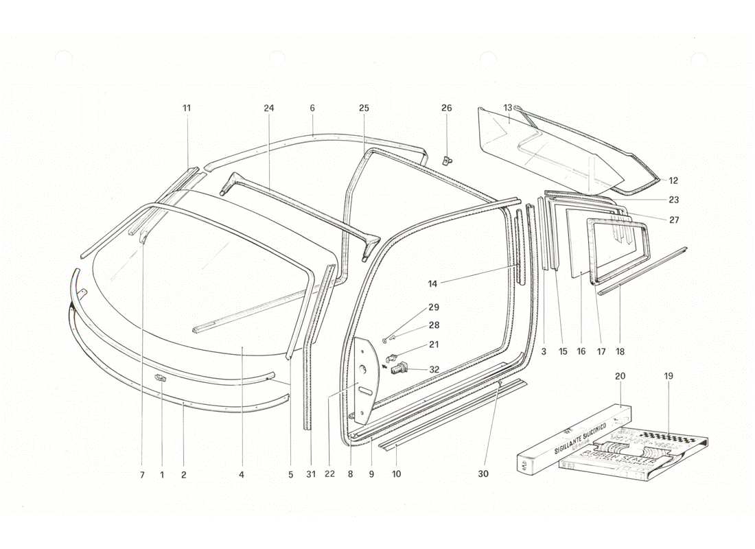 a part diagram from the ferrari 208 gtb gts parts catalogue