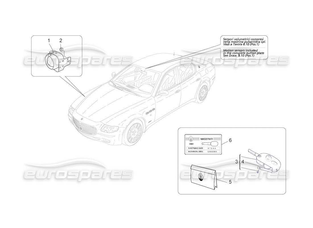 a part diagram from the maserati qtp. (2010) 4.2 auto parts catalogue