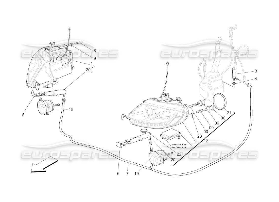 a part diagram from the maserati qtp. (2010) 4.2 auto parts catalogue