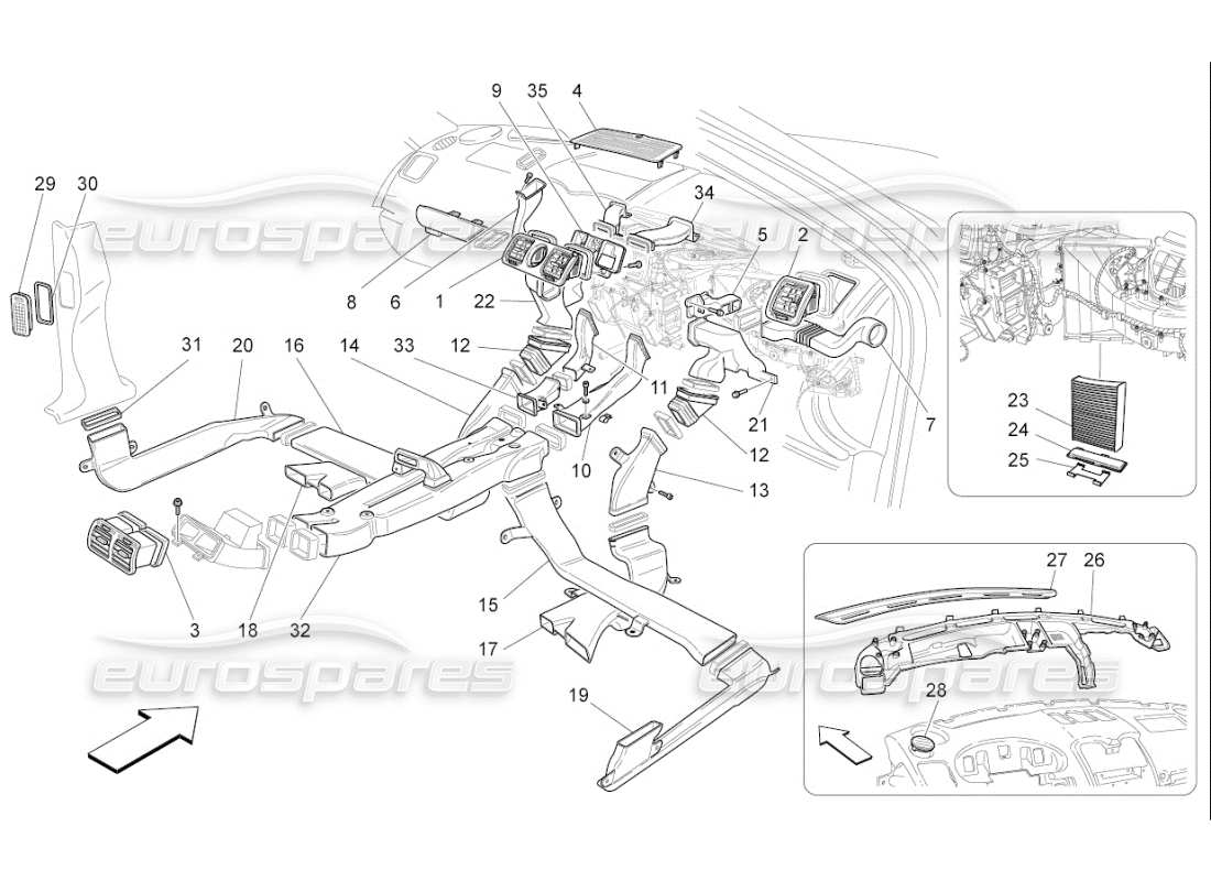 a part diagram from the maserati quattroporte m139 (2005-2013) parts catalogue