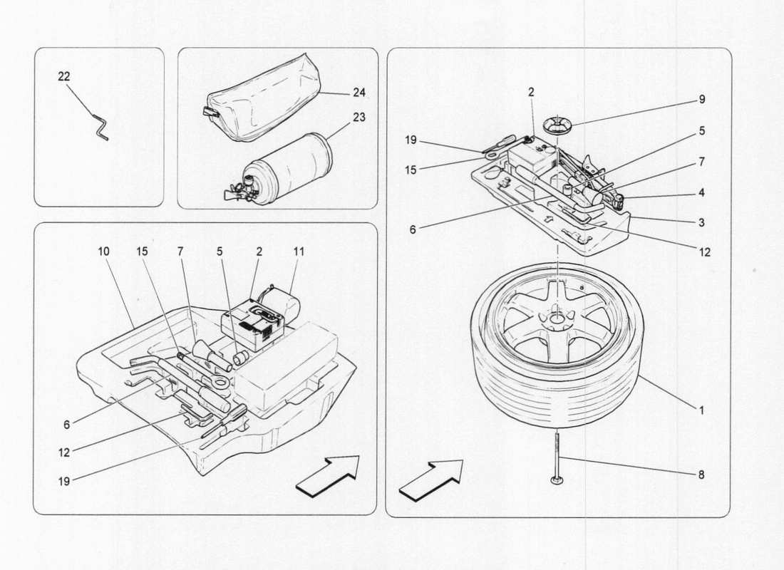 a part diagram from the maserati quattroporte m156 (2014 onwards) parts catalogue