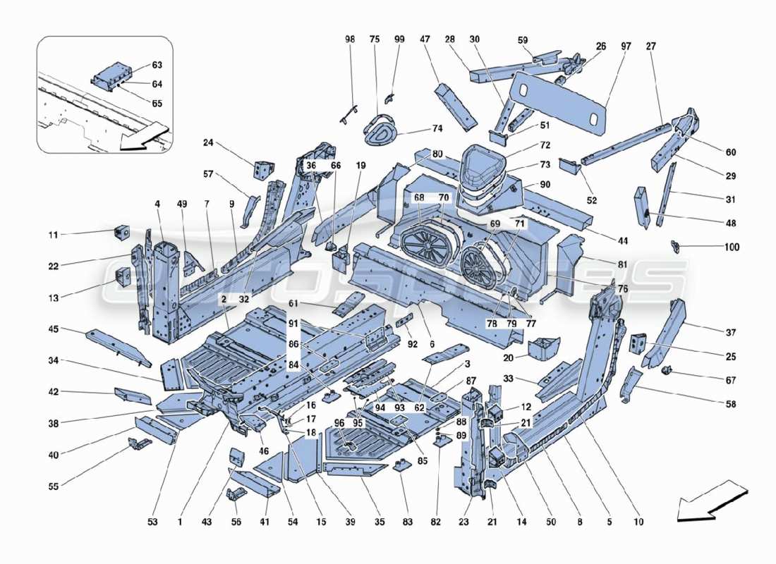 a part diagram from the Ferrari 488 Challenge parts catalogue