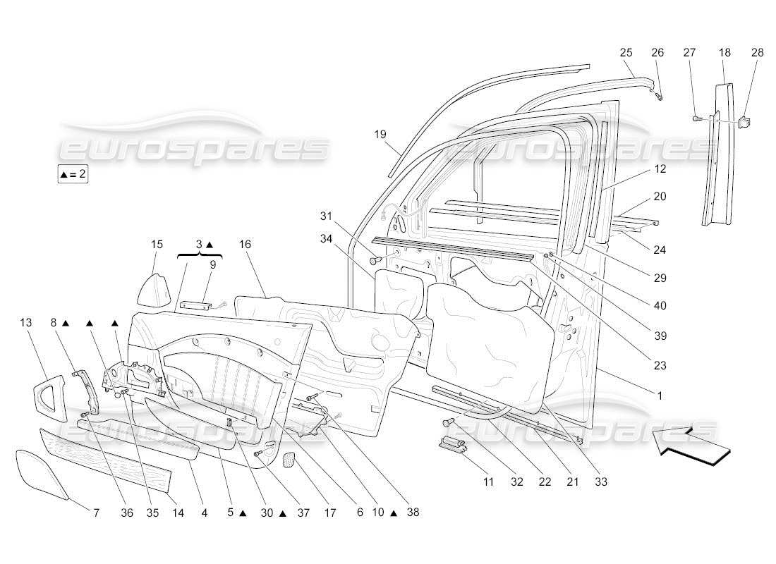 a part diagram from the maserati quattroporte m139 (2005-2013) parts catalogue