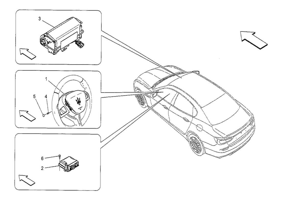 a part diagram from the maserati quattroporte m156 (2014 onwards) parts catalogue