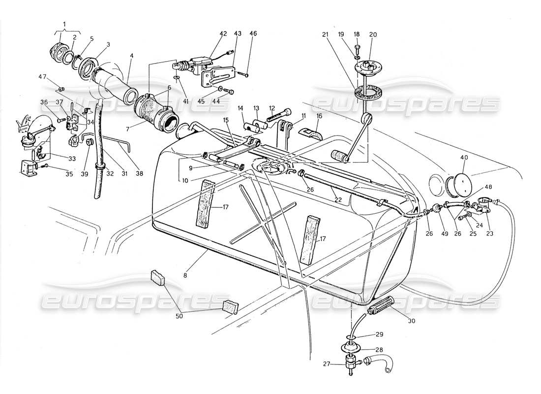 a part diagram from the maserati biturbo (1983-1995) parts catalogue