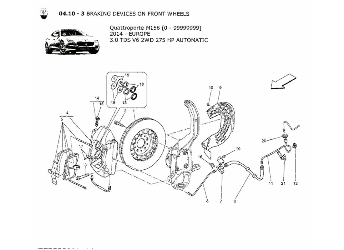 a part diagram from the maserati qtp. v6 3.0 tds 275bhp 2014 parts catalogue