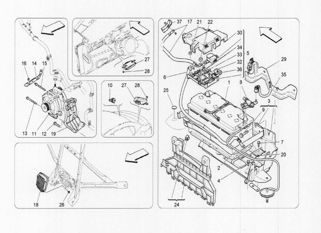 a part diagram from the maserati quattroporte m156 (2014 onwards) parts catalogue