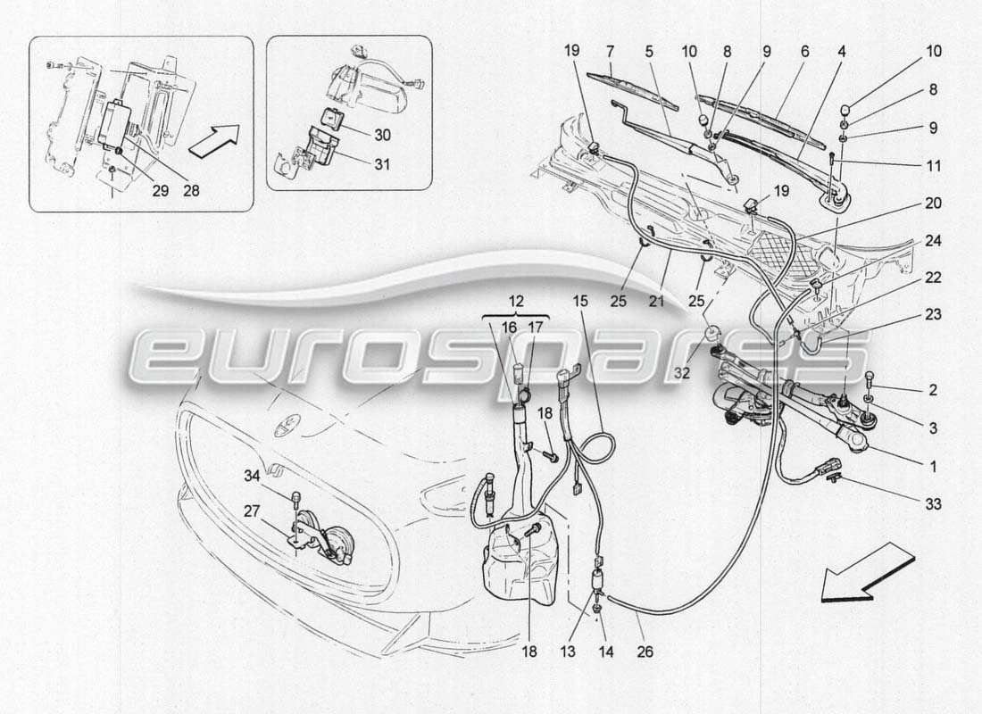 a part diagram from the maserati grancabrio parts catalogue