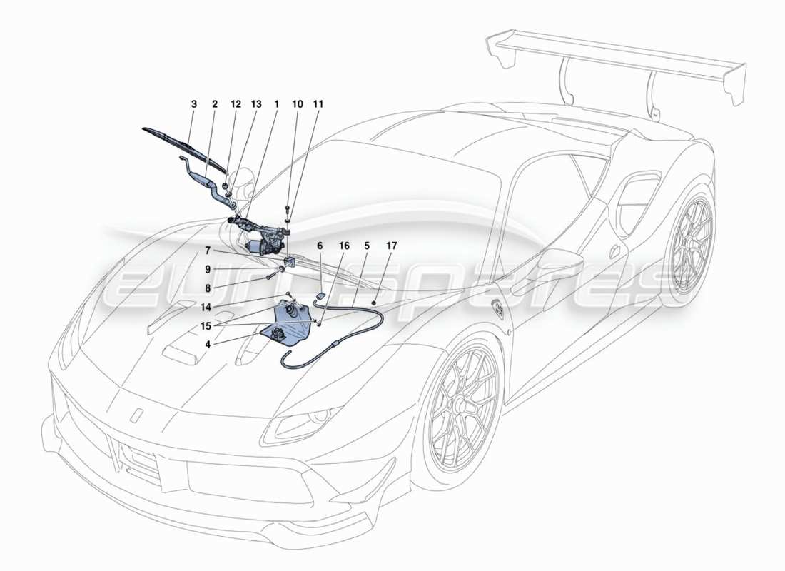 a part diagram from the Ferrari 488 Challenge parts catalogue