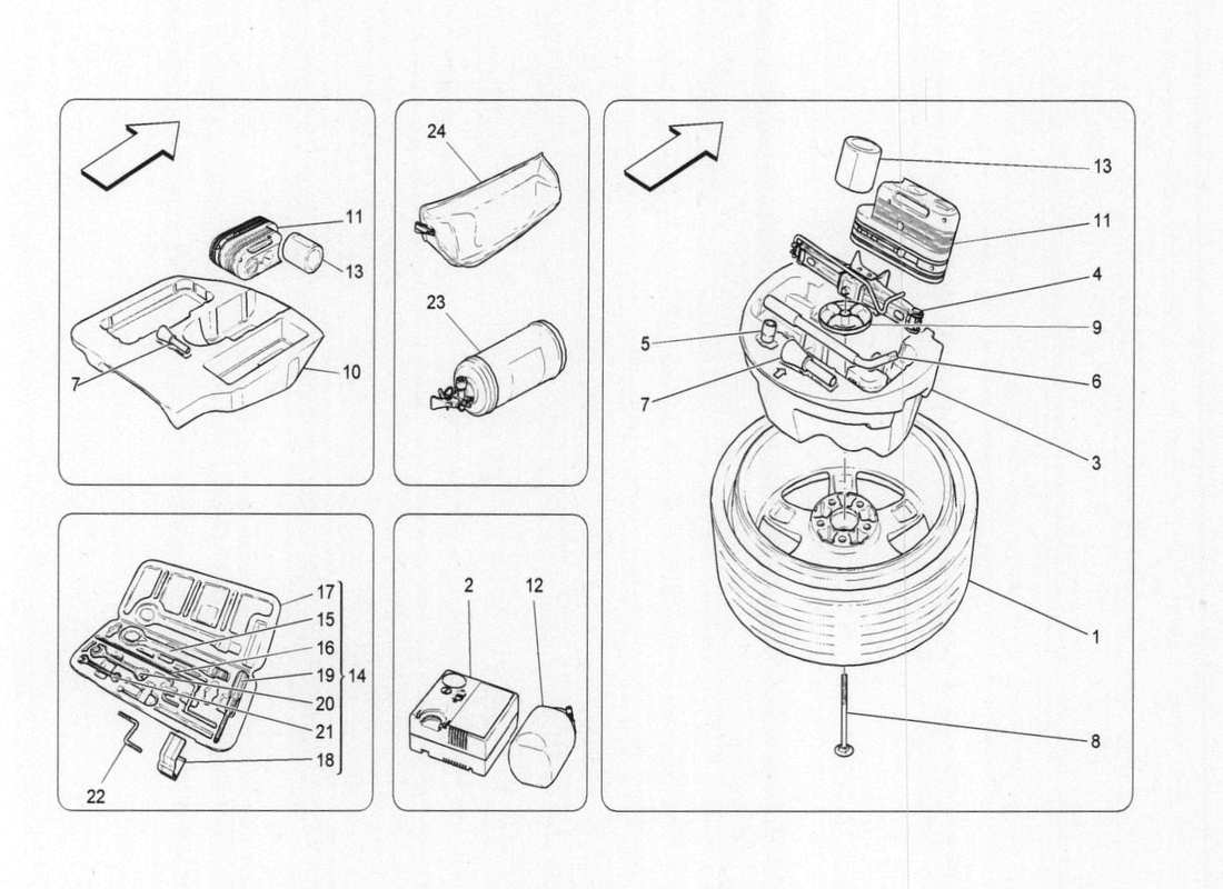 a part diagram from the maserati quattroporte m156 (2014 onwards) parts catalogue