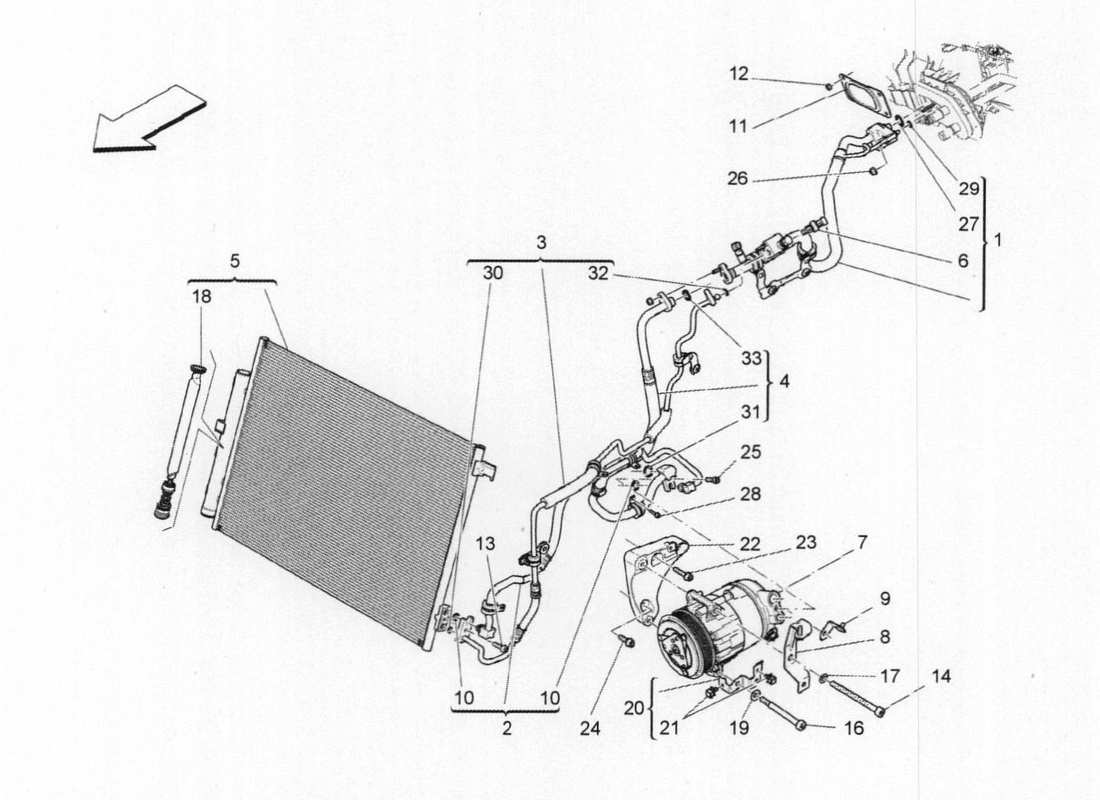 a part diagram from the maserati quattroporte m156 (2014 onwards) parts catalogue