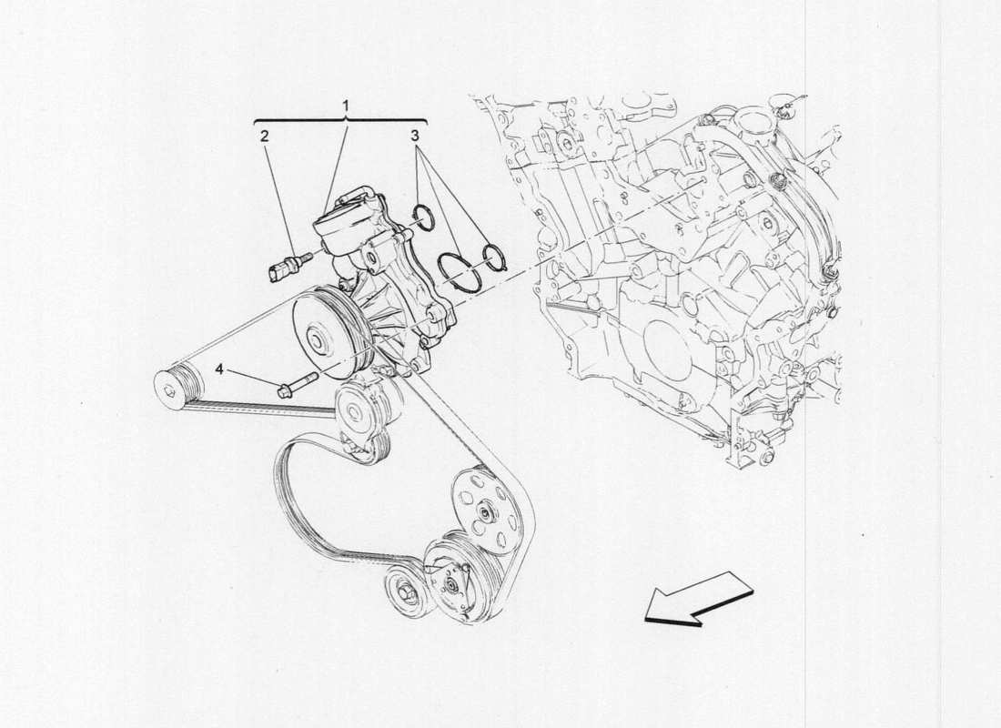 a part diagram from the maserati quattroporte m156 (2014 onwards) parts catalogue