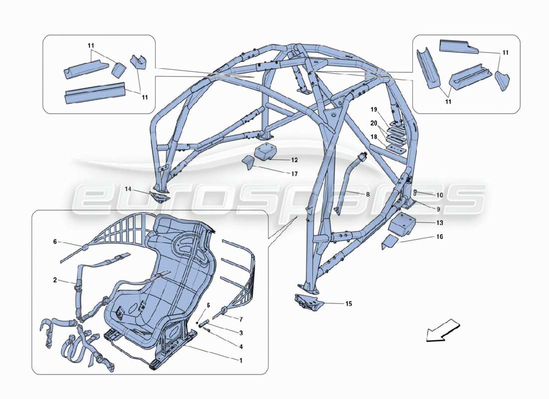 a part diagram from the ferrari 488 challenge parts catalogue