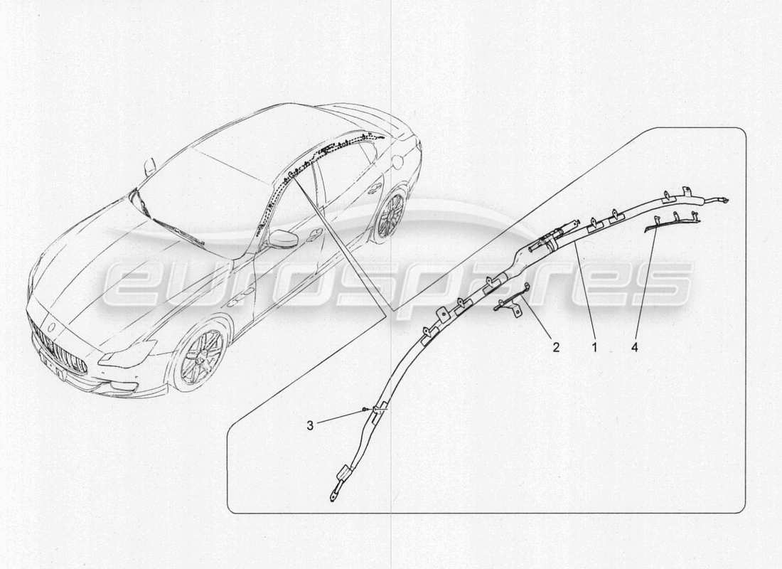 a part diagram from the maserati quattroporte m156 (2014 onwards) parts catalogue