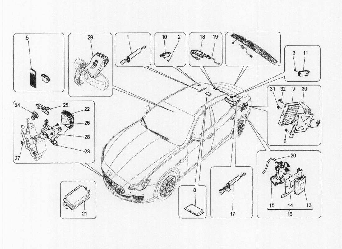 a part diagram from the maserati quattroporte m156 (2014 onwards) parts catalogue