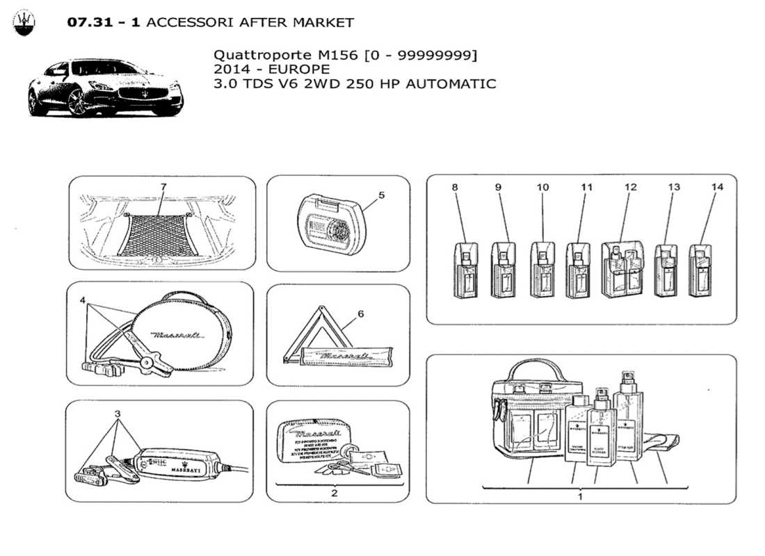 a part diagram from the maserati qtp. v6 3.0 tds 250bhp 2014 parts catalogue