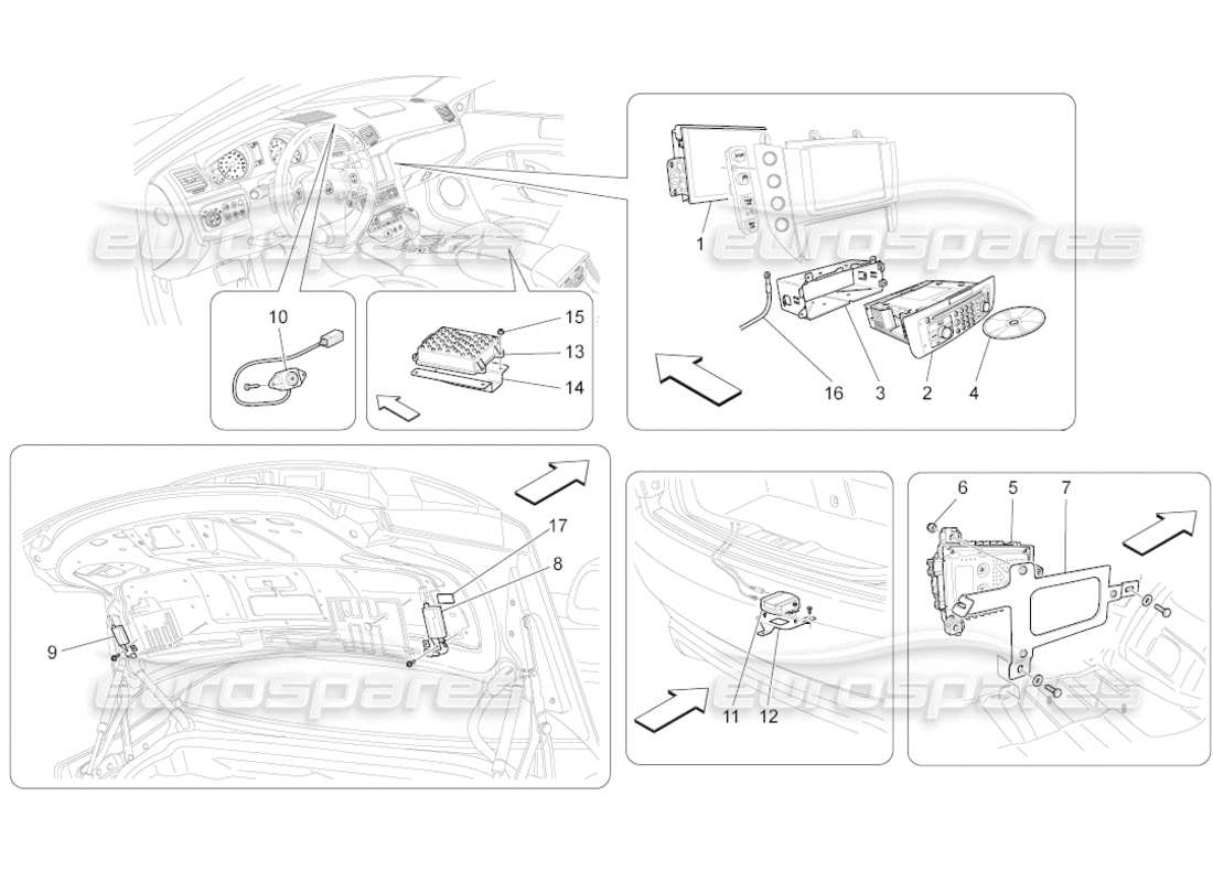a part diagram from the Maserati GranCabrio (2011) 4.7 parts catalogue