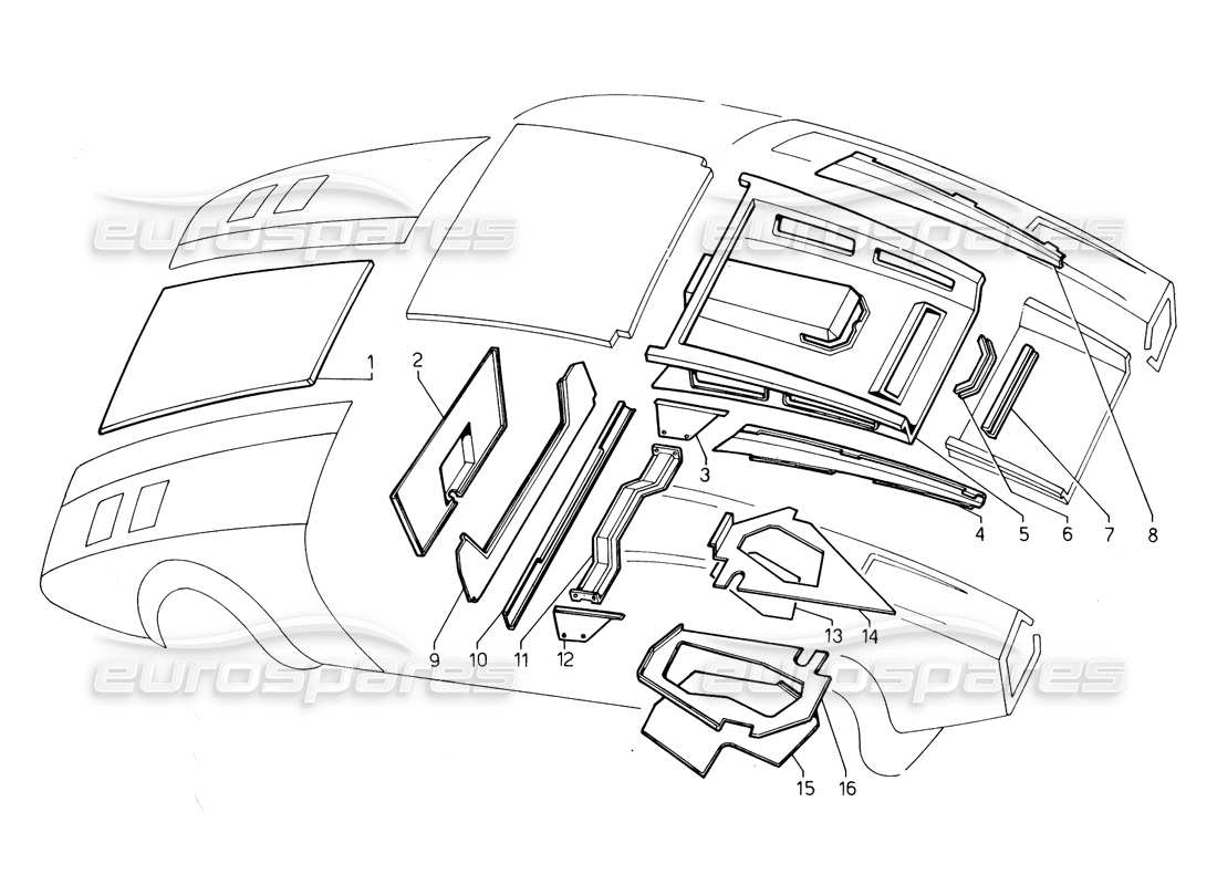 VIEW PARTS DIAGRAMS FROM THE LAMBORGHINI COUNTACH PARTS CATALOGUE a part diagram from the lamborghini countach parts catalogue