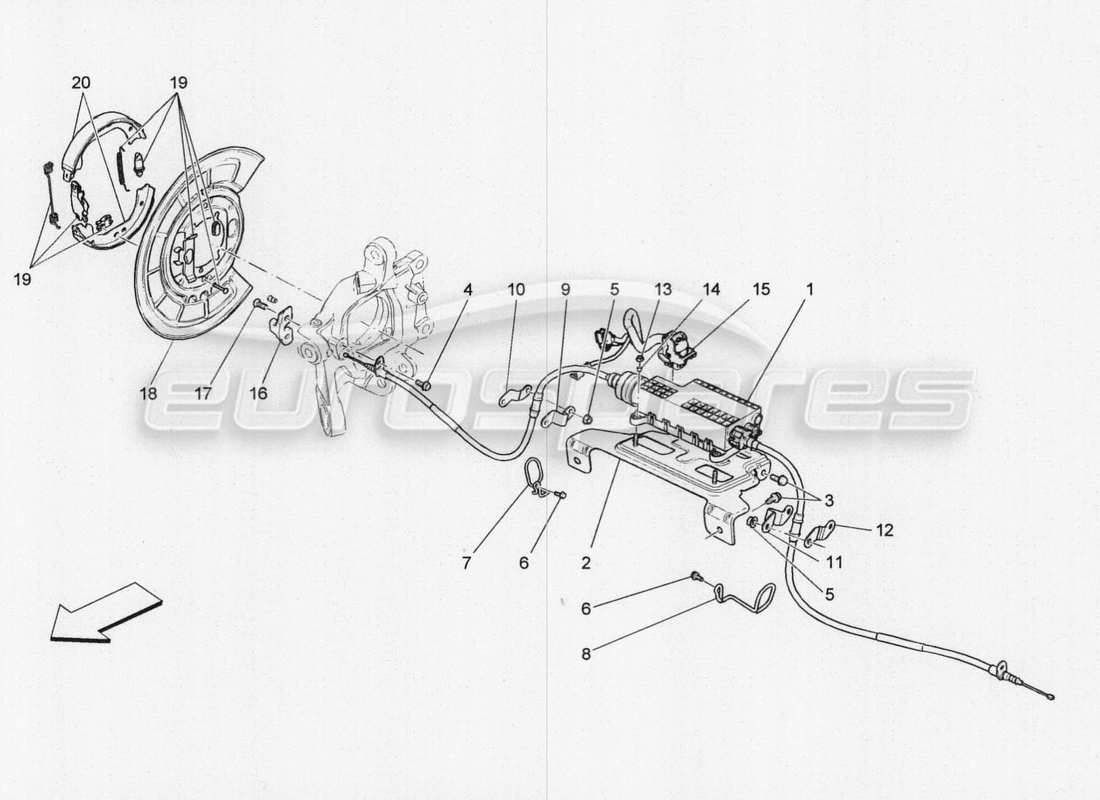 a part diagram from the maserati quattroporte m156 (2014 onwards) parts catalogue