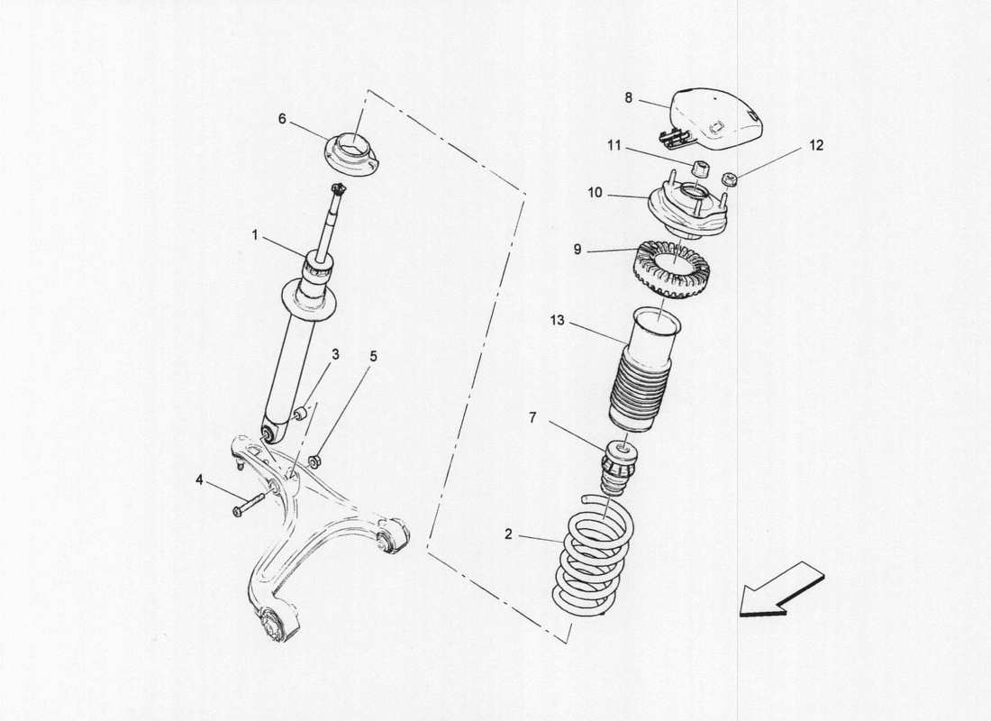 a part diagram from the maserati quattroporte m156 (2014 onwards) parts catalogue
