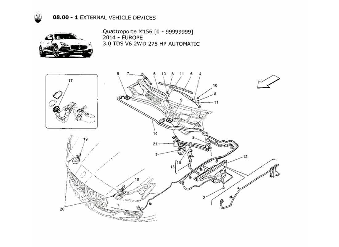 a part diagram from the maserati qtp. v6 3.0 tds 275bhp 2014 parts catalogue