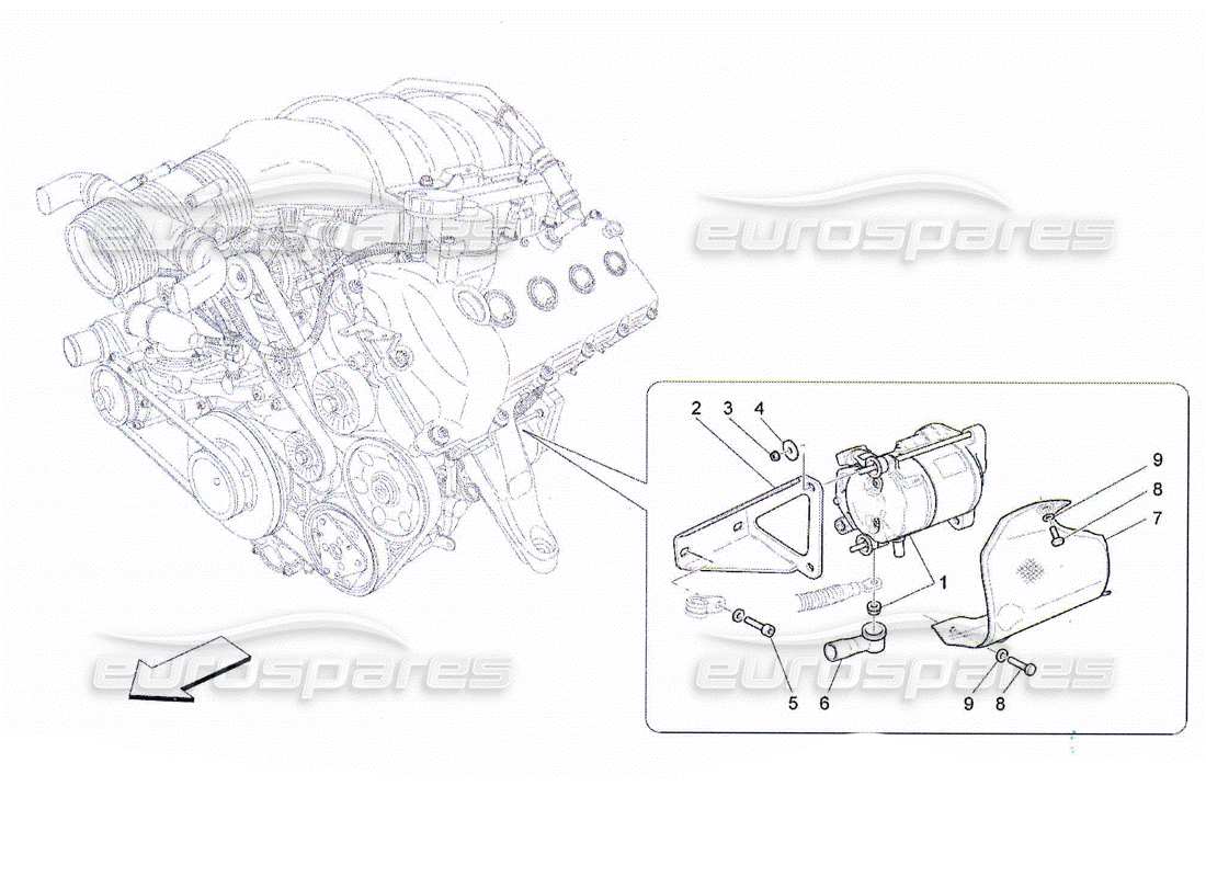 a part diagram from the maserati quattroporte m139 (2005-2013) parts catalogue