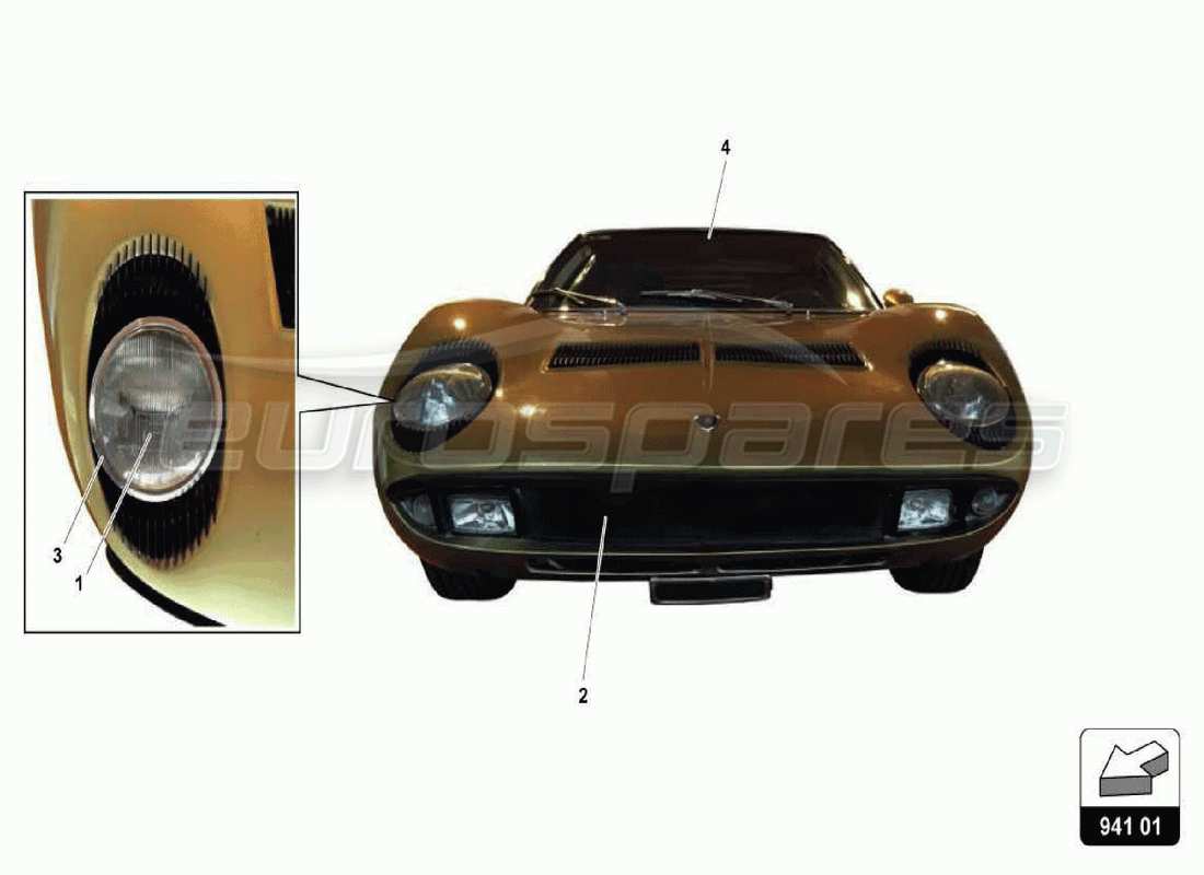 a part diagram from the lamborghini miura parts catalogue