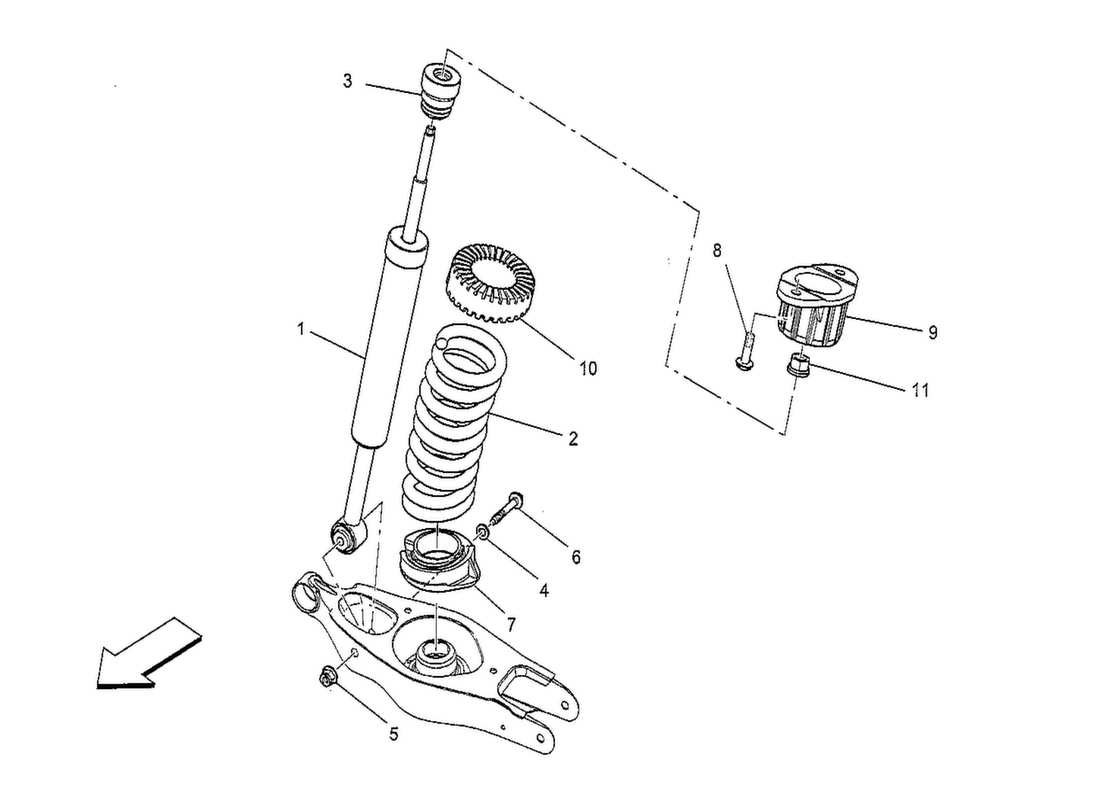 a part diagram from the maserati quattroporte m156 (2014 onwards) parts catalogue