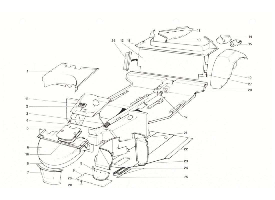 VIEW PARTS DIAGRAMS FROM THE FERRARI 208 GTB GTS PARTS CATALOGUE a part diagram from the ferrari 208 gtb gts parts catalogue
