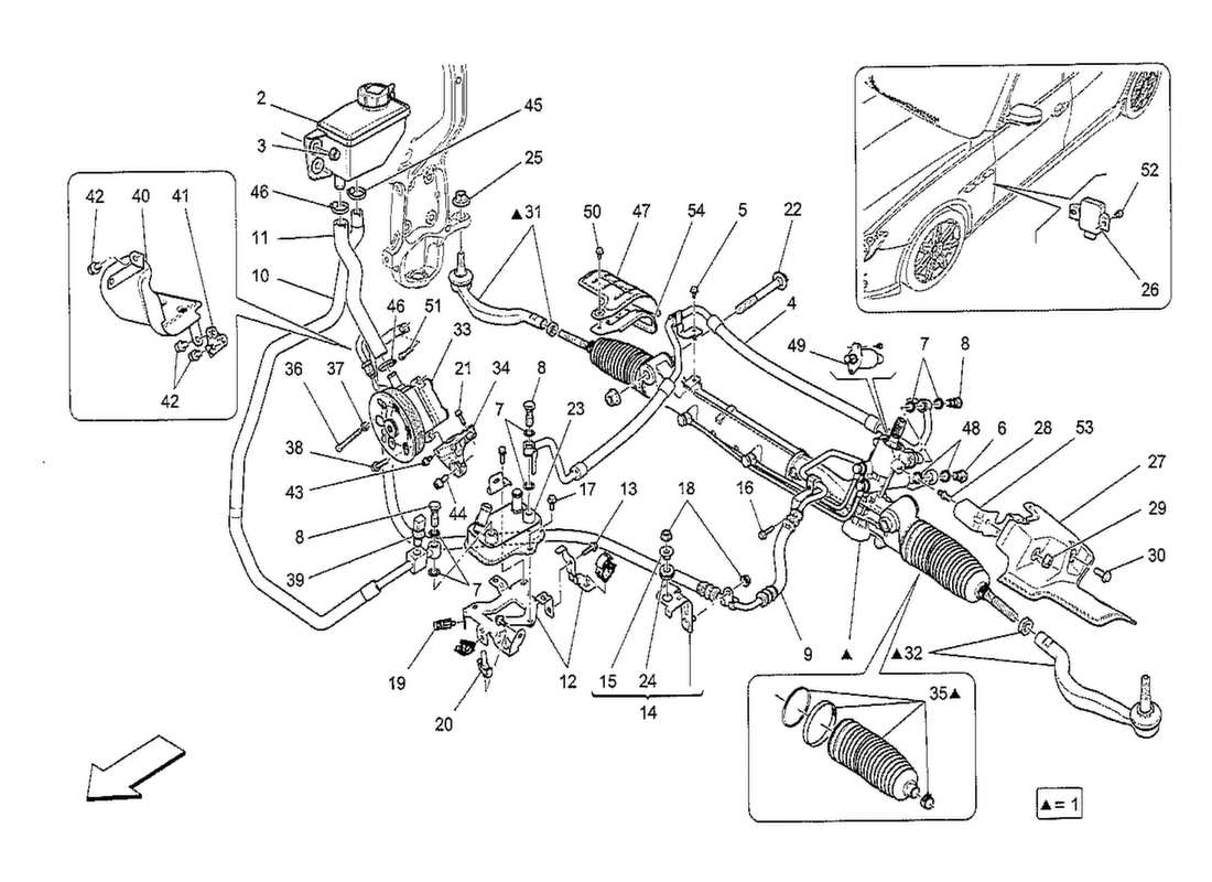 a part diagram from the maserati quattroporte m156 (2014 onwards) parts catalogue