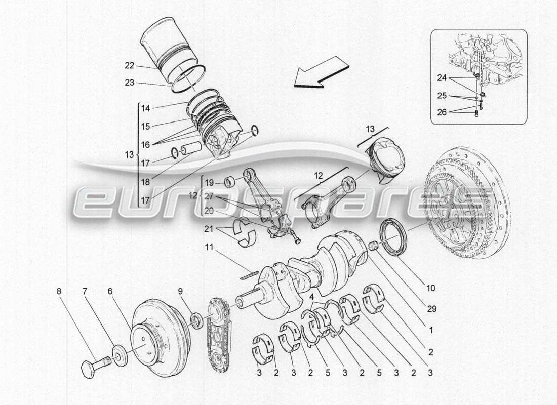a part diagram from the maserati grancabrio parts catalogue