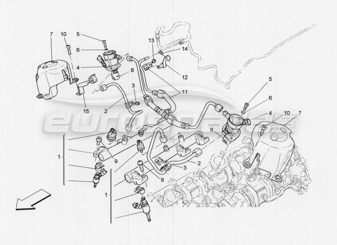a part diagram from the maserati quattroporte m156 (2014 onwards) parts catalogue