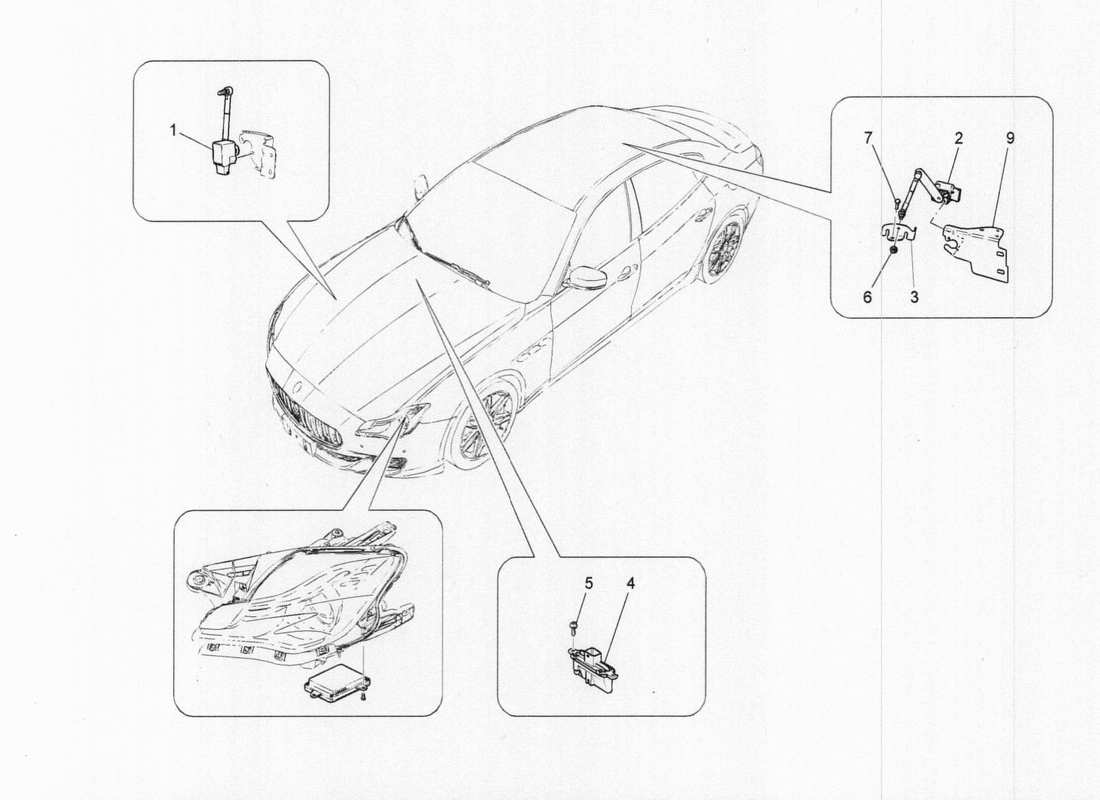 a part diagram from the maserati quattroporte m156 (2014 onwards) parts catalogue