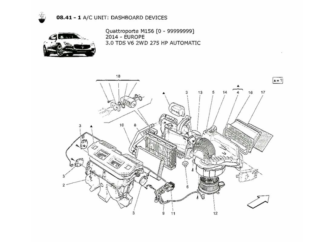 a part diagram from the maserati qtp. v6 3.0 tds 275bhp 2014 parts catalogue