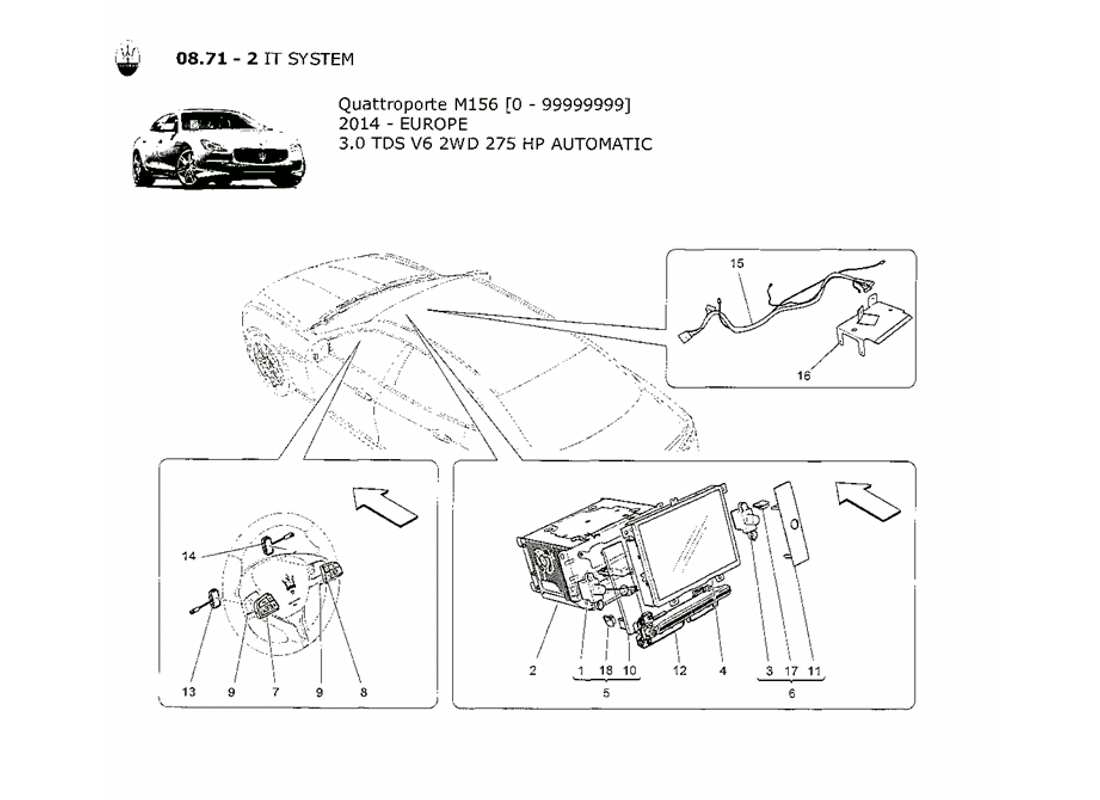 a part diagram from the maserati qtp. v6 3.0 tds 275bhp 2014 parts catalogue