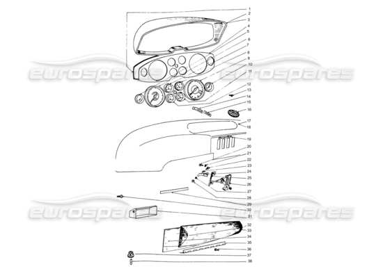 a part diagram from the ferrari 365 gtb4 daytona (coachwork) parts catalogue