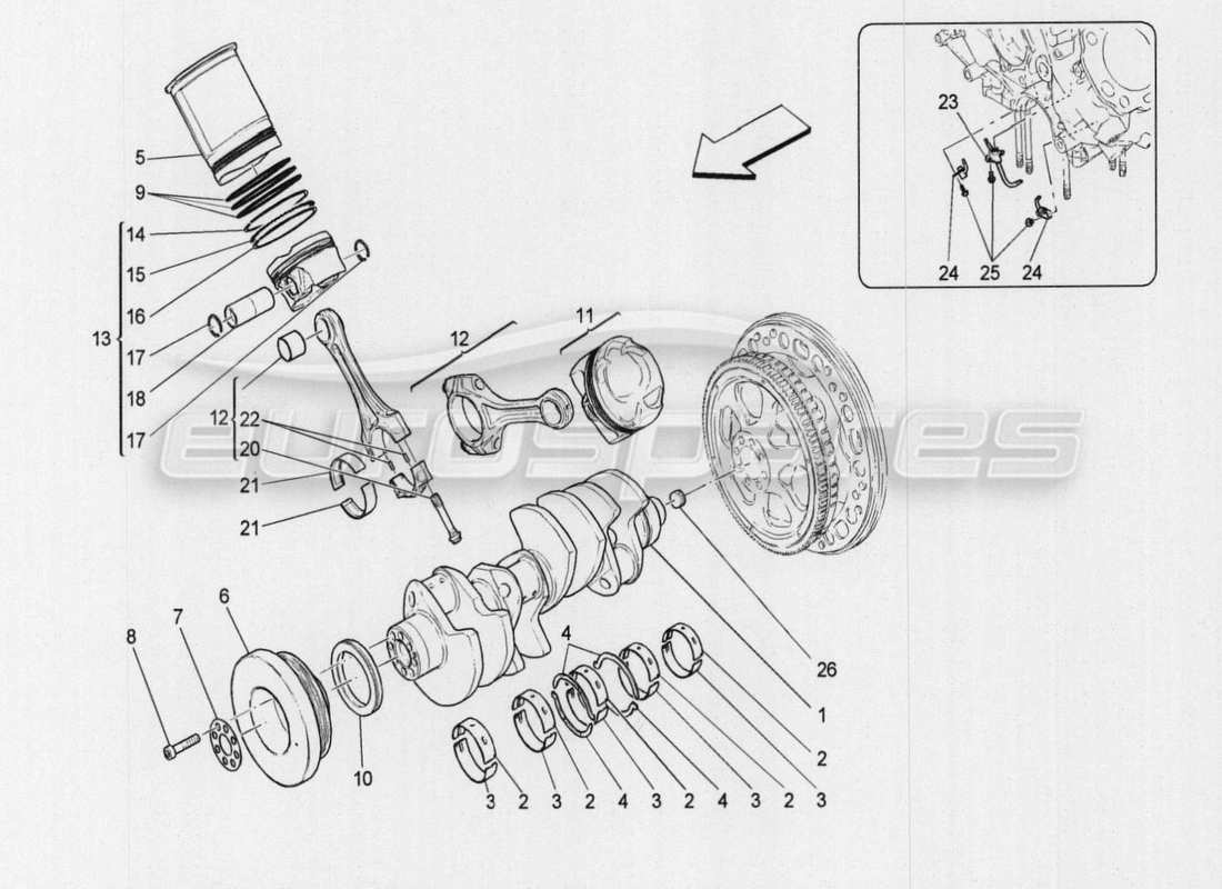 a part diagram from the Maserati QTP. V8 3.8 530bhp Auto 2015 parts catalogue