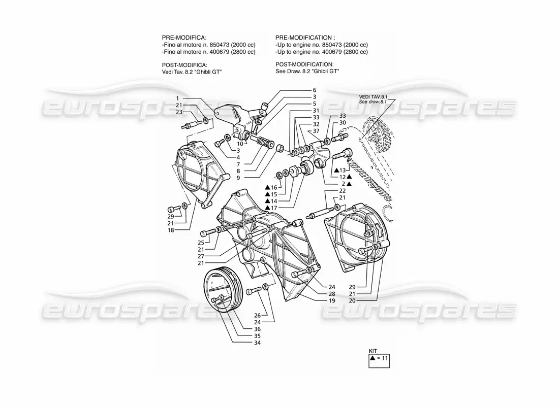 a part diagram from the maserati ghibli (1993-1995) parts catalogue