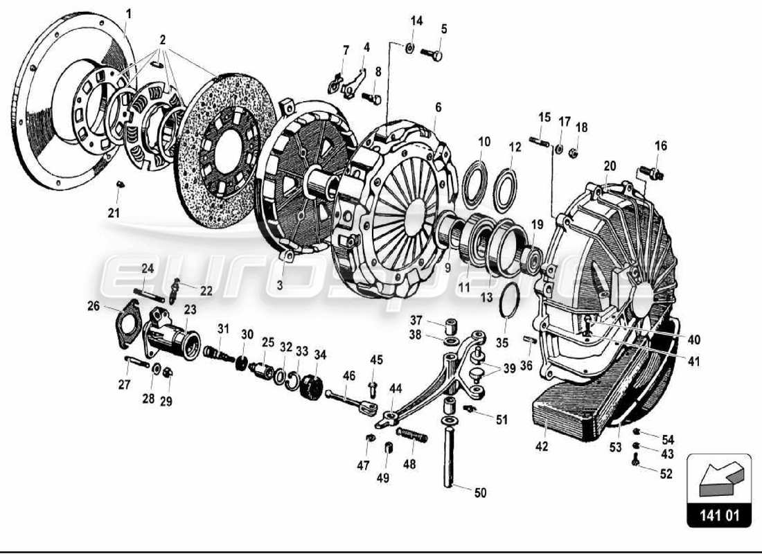 a part diagram from the lamborghini miura p400s parts catalogue