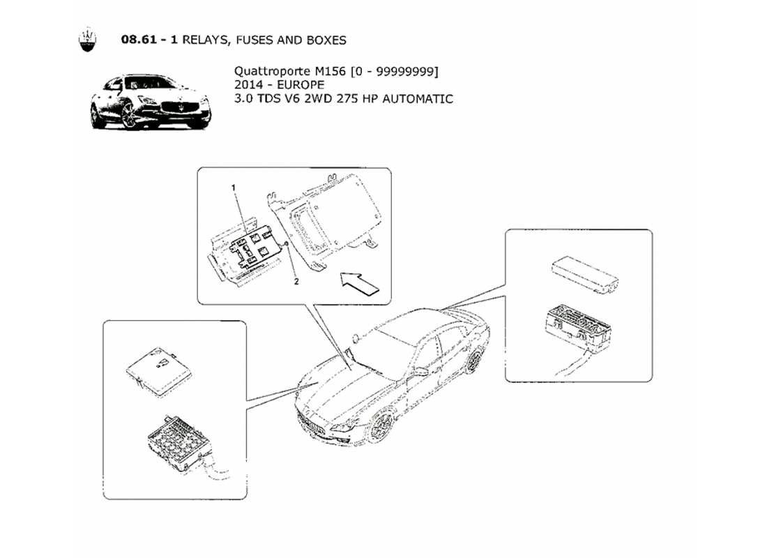 a part diagram from the maserati qtp. v6 3.0 tds 275bhp 2014 parts catalogue