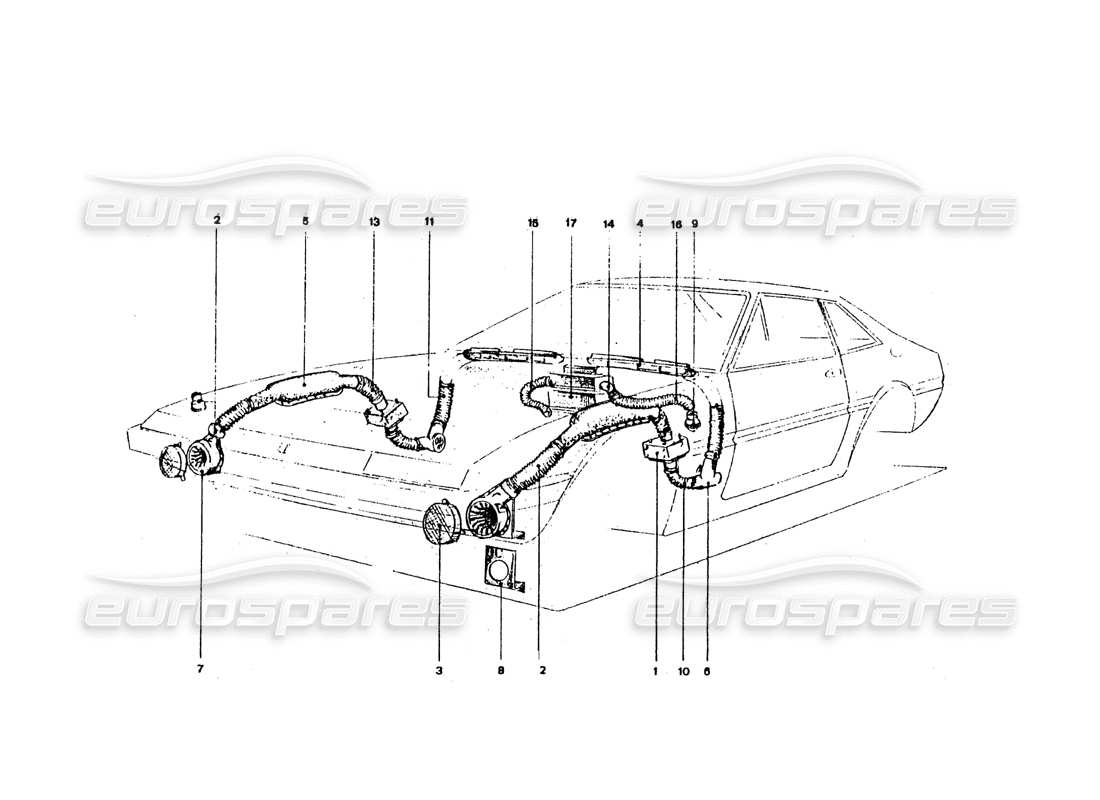 a part diagram from the Ferrari 365 GT4 2+2 Coachwork parts catalogue