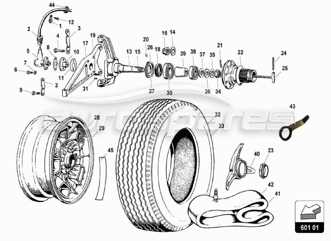 a part diagram from the lamborghini miura parts catalogue