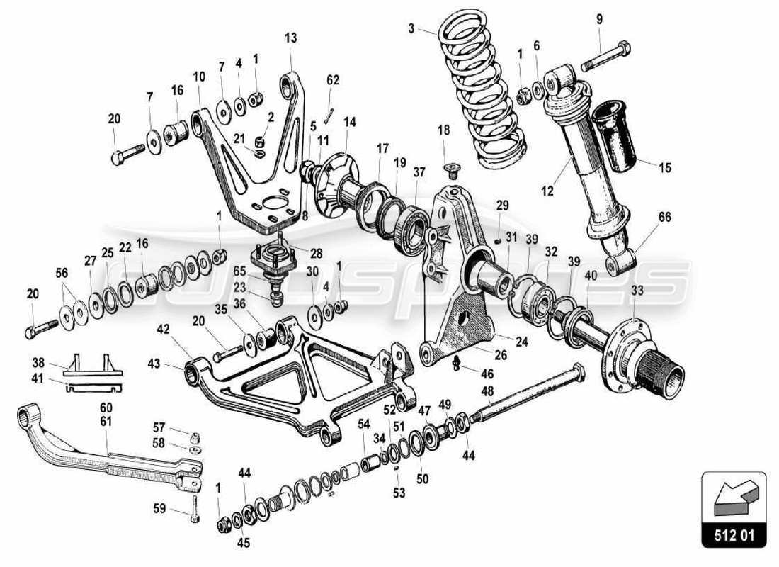 a part diagram from the lamborghini miura p400s parts catalogue