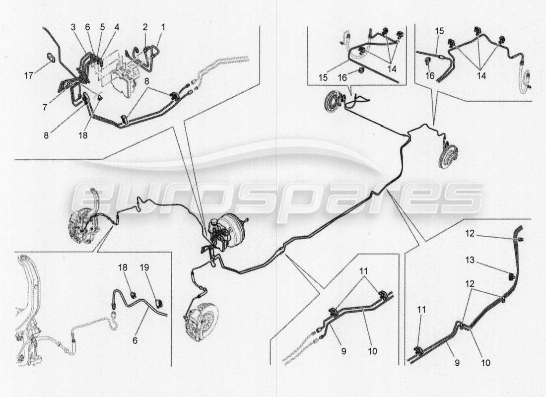 a part diagram from the maserati quattroporte m156 (2014 onwards) parts catalogue